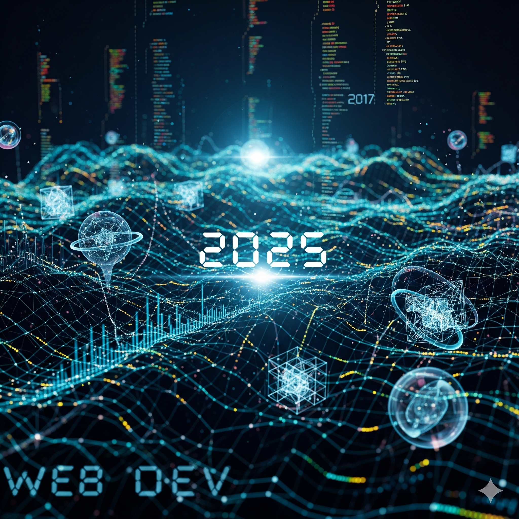 Тренды веб-разработки 2025 — футуристическая обложка статьи